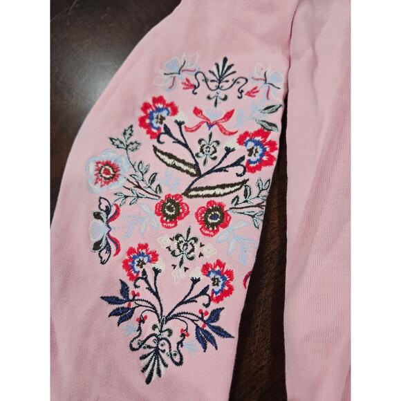 Talbots Womens L Petite Pink Embroidered Crewneck Sweatshirt Long Sleeves Lp - Picture 3 of 12